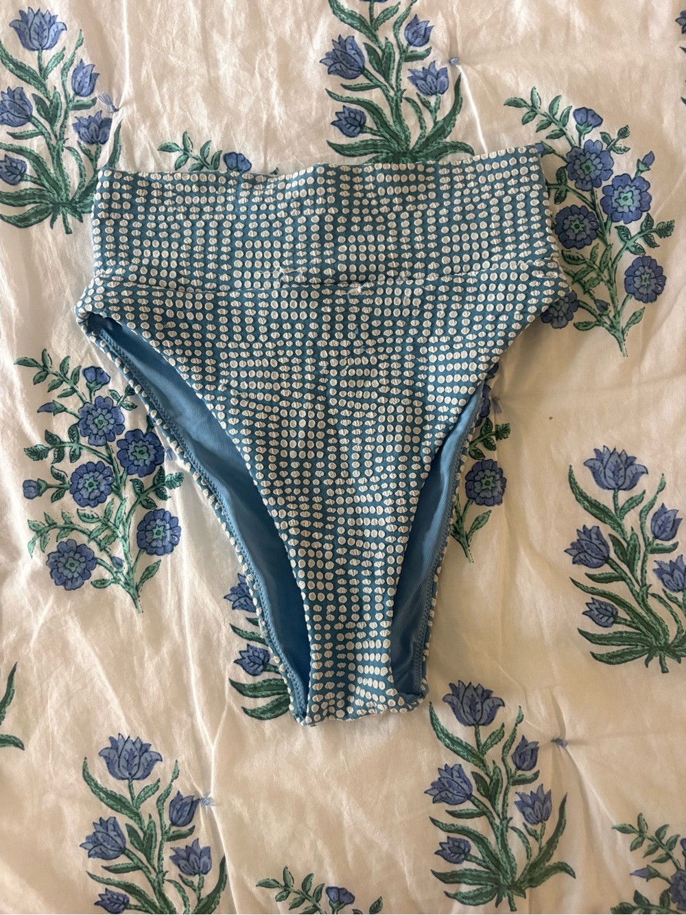 aerie Light Blue Polka Dot High-Cut Cheeky Bikini Bottoms